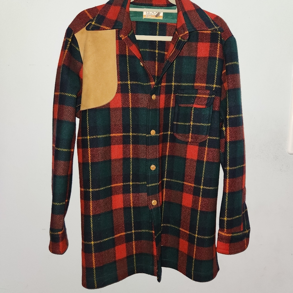 Pendleton LOBO Virgin Wool Plaid Button Down Shirt Jacket Shacket Vtg 1970s L
